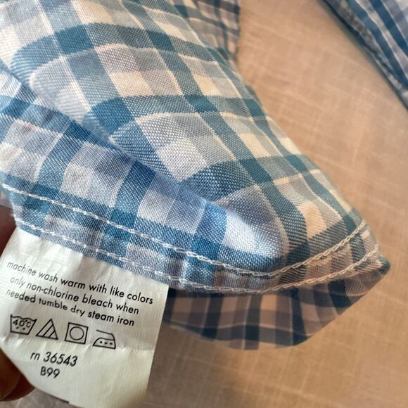 Michael Kors Sz 15 : 32/33 Slim Fit Checker Button Collar Shirt Blue Long Sleeve - Picture 10 of 10